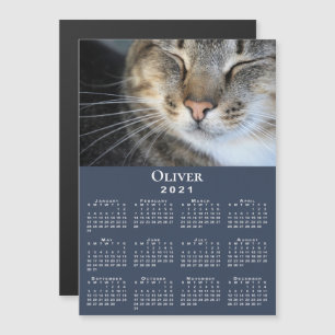 Aangepaste foto en naam 2021 kalender op blauw
