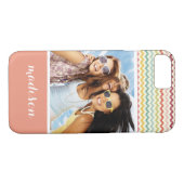 Aangepaste foto en naam Chevron Pattern 4 Case-Mate iPhone Case (Achterkant (Horizontaal))
