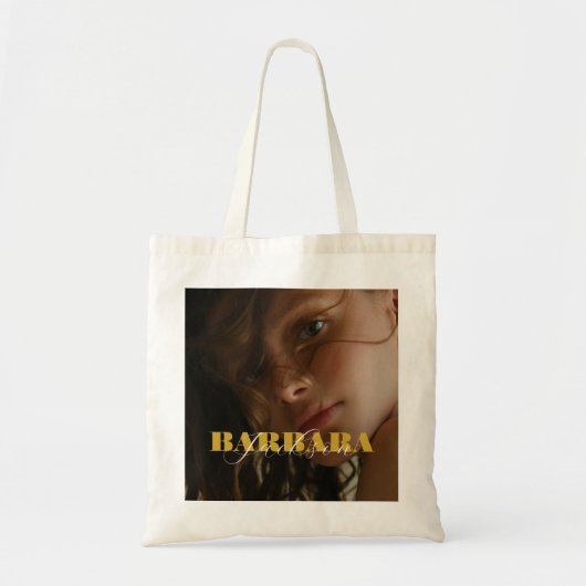 Aangepaste foto en naam dubbelzijdige Canvas tas (Voorkant)