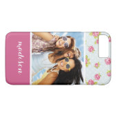 Aangepaste foto en naam Elegant roze rozen 4 Case-Mate iPhone Case (Achterkant (Horizontaal))