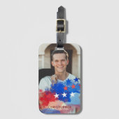 Aangepaste foto en naam met Amerikaanse vlag Bagagelabel (Voorkant (verticaal))