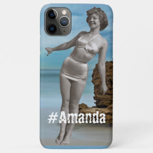 Aangepaste foto en naam Modern zomersstrand blauw iPhone 11 Pro Max Hoesje