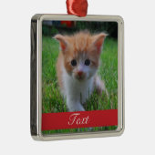 Aangepaste foto en naam of datum metalen ornament (Rechts)