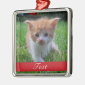 Aangepaste foto en naam of datum metalen ornament (Links)