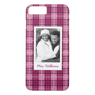 Aangepaste foto en naam Pixel Pset_Magenta-Black iPhone 8 Plus / 7 Plus Hoesje