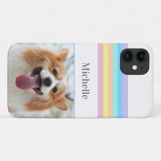 Aangepaste foto en naam regenboog Case-Mate iPhone case (Achterkant (horizontaal))