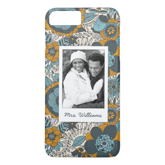 Aangepaste foto- en naamflorale patronen  Case-Mate iPhone case (Achterkant)