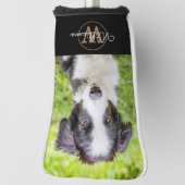 Aangepaste foto- en naamgrijze monogram golfheadcover (Draai 90)