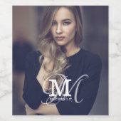 Aangepaste foto- en naamtypografie wijn etiket (Enkel label)