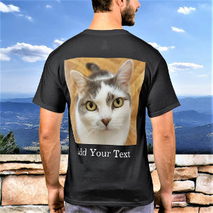 Aangepaste foto en optionele tekst op maat t-shirt