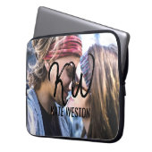Aangepaste foto- en penseelmonogram laptop sleeve (Voorkant Links)