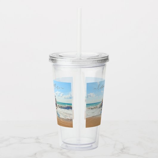 Aangepaste foto en tekst Acryl Tumbler Acryl Drinkbeker (Rechts)