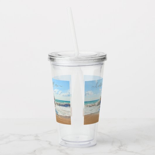Aangepaste foto en tekst Acryl Tumbler Acryl Drinkbeker (Links)