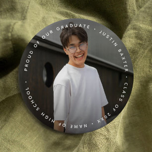 Aangepaste foto en tekst Afstuderen Ronde Button 7,6 Cm