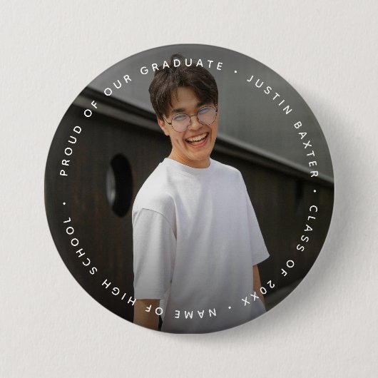 Aangepaste foto en tekst Afstuderen Ronde Button 7,6 Cm (Voorkant)