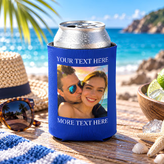 Aangepaste foto en tekst blauw blikjeskoeler