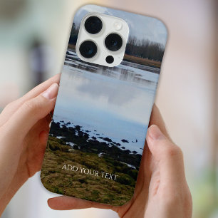 Aangepaste foto en tekst gepersonaliseerd landscha iPhone 15 pro hoesje