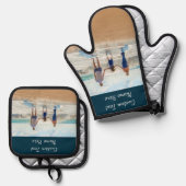 Aangepaste foto en tekst gepersonaliseerde uw cade ovenwant & pannenlap set (Voorkant / Achterkant)