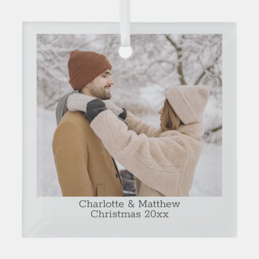 Aangepaste foto en tekst glas ornament (Voorkant)