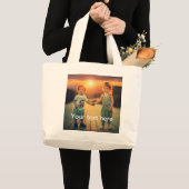 Aangepaste foto en tekst grote tote bag (Voorkant (product))
