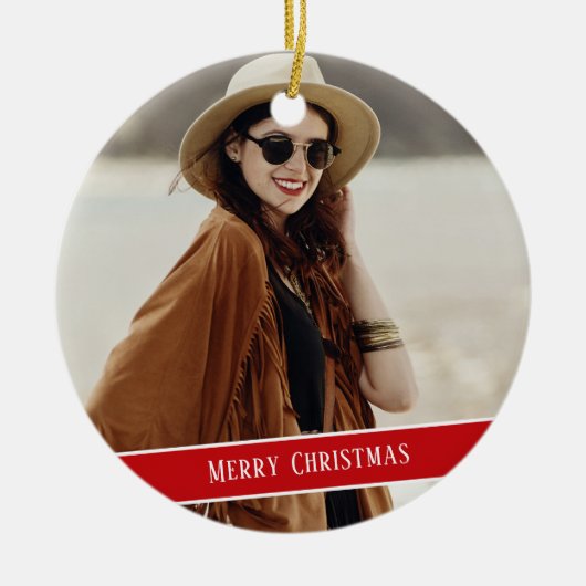 Aangepaste foto en tekst Kerstmis Keramisch Ornament (Voorkant)