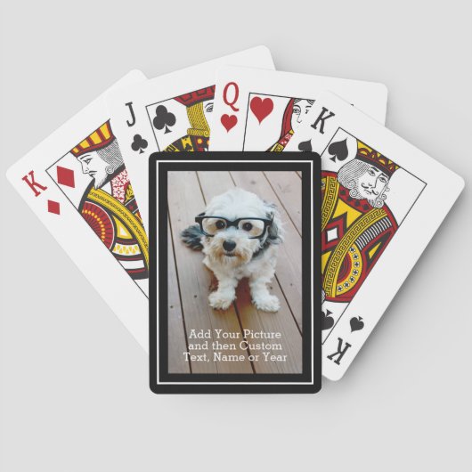 Aangepaste foto en tekst met zwarte rand pokerkaarten (Achterkant)