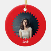 Aangepaste foto en tekst op maat keramisch ornament (Voorkant)