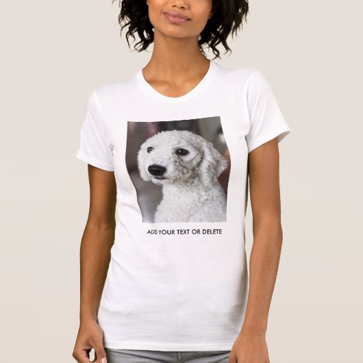 Aangepaste foto en tekst op maat t-shirt (Voorkant)