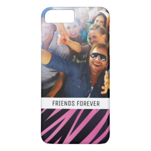 Aangepaste foto en tekst roze zebra streep achterg iPhone 8 plus / 7 plus hoesje