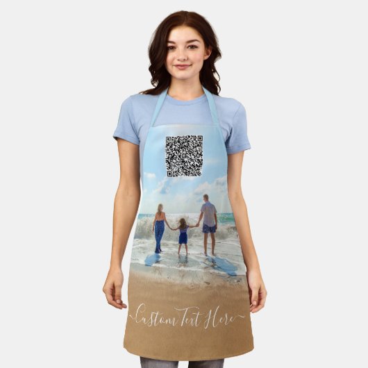 Aangepaste foto en tekst Schort met uw QR-code (Gedragen)