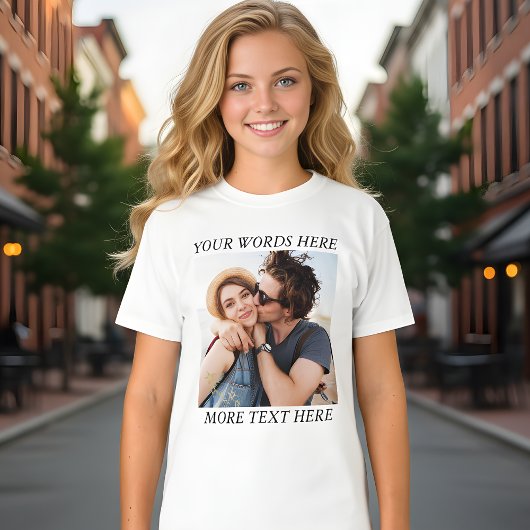 Aangepaste foto en tekst t-shirt