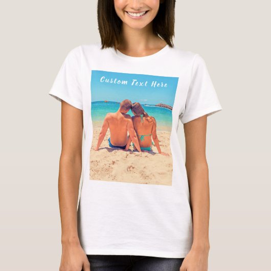 Aangepaste foto en tekst T-shirt met uw eigen ontw (Voorkant)