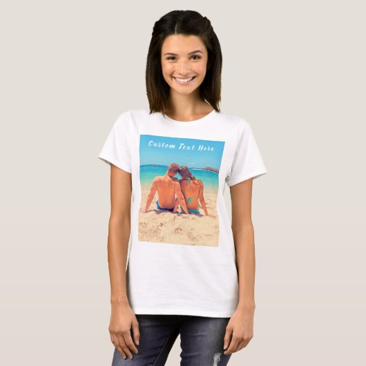 Aangepaste foto en tekst T-shirt met uw eigen ontw (Voorkant volledig)