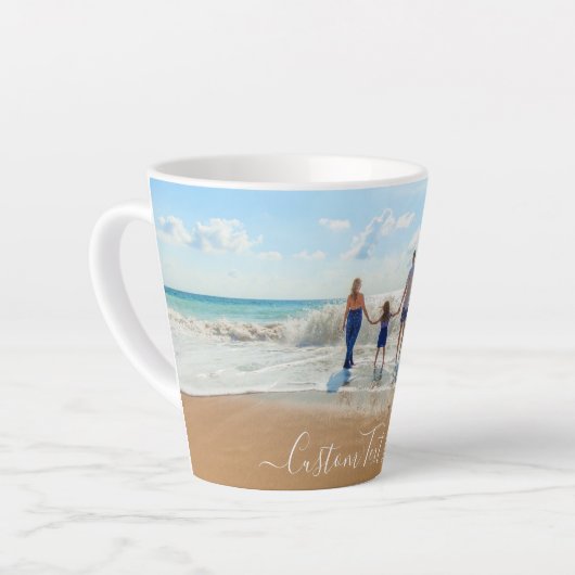 Aangepaste foto en tekst - Uniek uw eigen ontwerp Latte Mok (Linkerhoek)