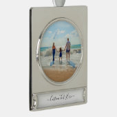 Aangepaste foto en tekst - Uniek uw eigen ontwerp Verzilverd Banner Ornament (Rechts)