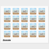 Aangepaste foto en tekst - Uniek uw eigen ontwerp  Vierkante Sticker (Vel)