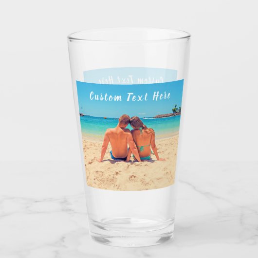 Aangepaste foto en tekst uw eigen design glas (Voorkant)