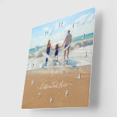 Aangepaste foto en tekst - Uw eigen ontwerp - Fami Vierkante Klok (Hoek)