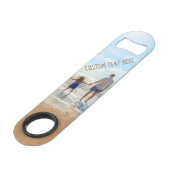 Aangepaste foto- en tekstbalkcode Uw fotoontwerp Speed Flessenopener (Achterkant Gekanteld)