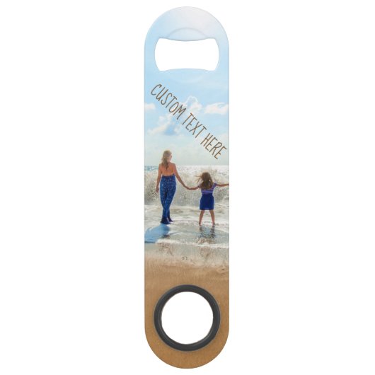 Aangepaste foto- en tekstbalkcode Uw fotoontwerp Speed Flessenopener (Voorkant)