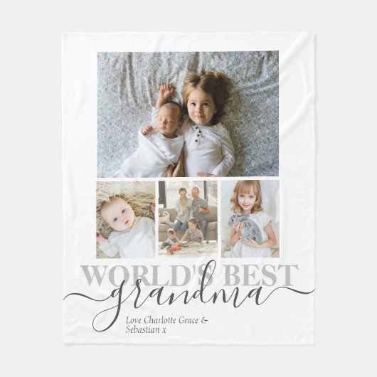 Aangepaste foto- en tekstfotocollage fleece deken (Voorkant)