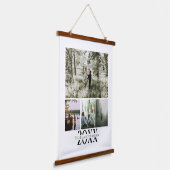 Aangepaste foto- en tekstfotocollage hangend wandkleed (Gebogen)