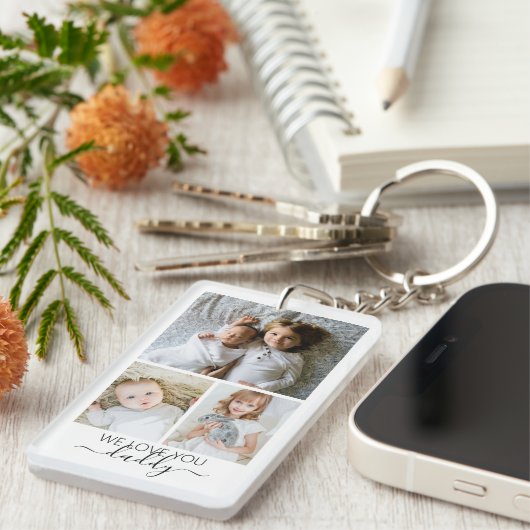 Aangepaste foto- en tekstfotocollage sleutelhanger (Voorkant Rechts)