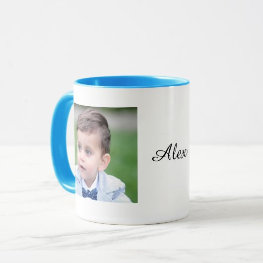Aangepaste foto- en tekstmok, Gepersonaliseerde fo Mok (Voorkant links)