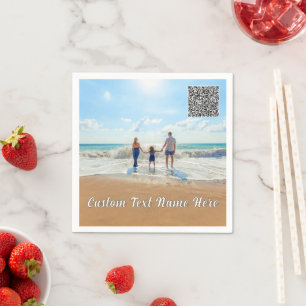Aangepaste foto- en tekstservetten met QR-code Servet
