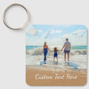Aangepaste foto- en tekstSleutelhanger met uw fami Sleutelhanger