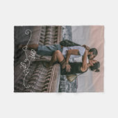 Aangepaste foto en verweven liefdesharten fleece deken (Voorkant (Horizontaal))