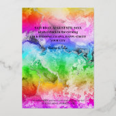 Aangepaste foto- en waterverf-regenboogbruiloft vo folie uitnodiging (Achterkant)