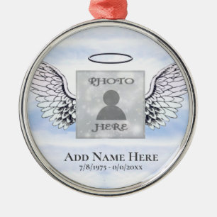 Aangepaste foto Engel Wings Memorial Ceramic Ornam Metalen Ornament