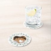 Aangepaste foto Eucalyptus bruiloft Sla de datum o Ronde Kartonnen Onderzetter (Insitu)